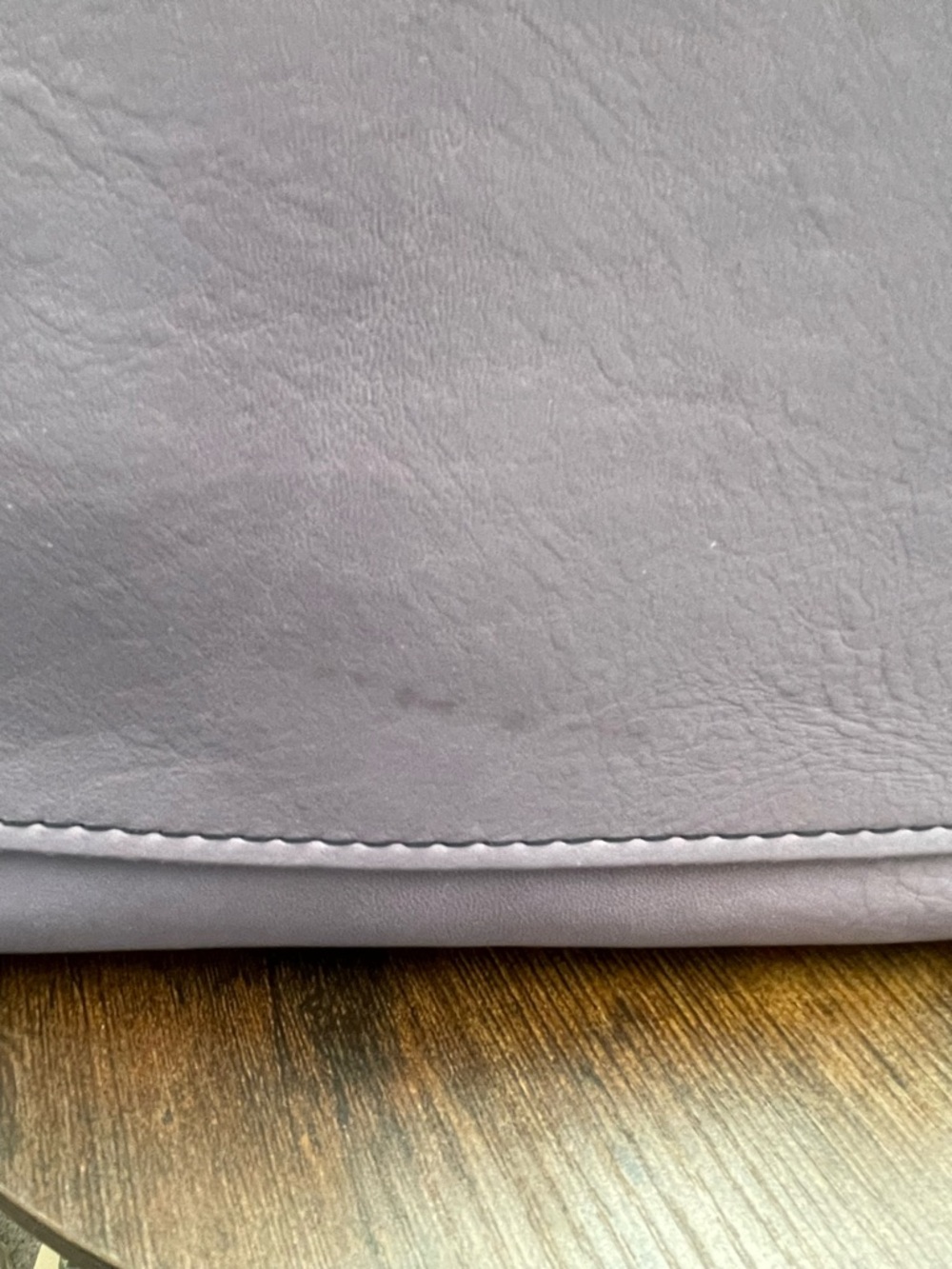 Portland Leather lavender tote with dark brown handles - Picture 6 of 6